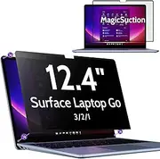 Peslv Privacy Screen for 12.4 Inch Surface Laptop Go 3/2/1, MagicSuction™ Removable Anti Spy Black Protector, Glare Blue Light Filter for Microsoft Laptop Computer Monitor