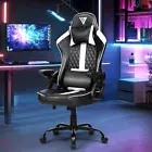 Ufurniture Gaming Chair Height Adjustable Ergonomic Computer Chair Black +White