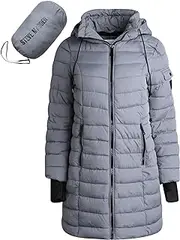 [Steve Madden] Women's Winter Coat - Packable Long Length Quilted Puffer Parka Coat - Hooded Outerwear Jacket for Women, S-XL