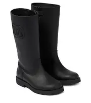 [Dolce & Gabbana Kids] Dolce & Gabbana Kids Logo leather knee-high boots UK 13 black