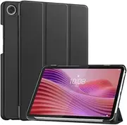 Leather Case Compatible with Lenovo Tab One 8.7 Inch (2025), Lightweight Hard Shell Folio Slim Protective Cover with Multi-Angle Stand and Auto Wake/Sleep (Black)