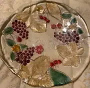 MIKASA Grapes and Leaves Embossed Round Serving Platter in Glass - 12 inches