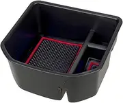 GUERBEIS Car Center Armrest Storage Box,Fit For VW, Fit For T-Roc, 140TSI X Sport 110TSI Style 2020 Organizer Tray Black With Red Line Vehicle Console storage box unit