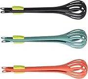 Cabilock 3Pcs Nonslip Food Tongs Egg Beater Multi Use Kitchen Tool for Gripping Stirring for Boiled Eggs Noodles Baking Green Black Orange