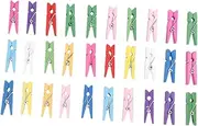 30pcs Mini Clothes Pin Mini Clothespins for Crafts Mini Pegs for Photo Small Colored Clothespins Mini Scrapbook Message Pegs Paper Pegs Clothes Pegs Miniature Wooden Clip