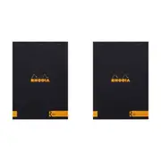 2x Rhodia Premium R No.18 Top Stapled A4 Notepad Office Stationery Ruled Black