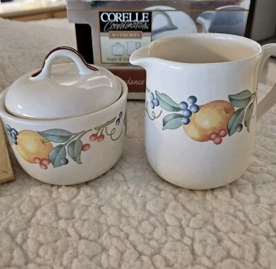 Corning Corelle Abundance Sugar Bowl Lid 8 oz Cream Pitcher Creamer