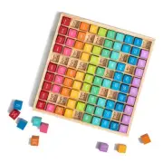 Wooden Multiplication & Math Table Board Game, Kids Montessori Math Manipulat...