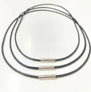 Thin Leather Cord Necklace for Pendants, Black Leather Necklace with Metal Clasp