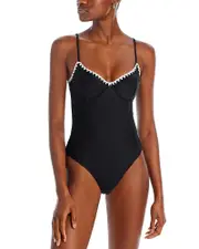 Ramy Brook Addisyn Crochet Trim One Piece Swimsuit