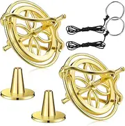 2 Packs Gyroscope Toys Metal Anti-Gravity Gyroscope Colorful Precision Top Gyroscope for Kids Christmas Educational Gift (Gold)