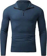 [Gsywaipei] Men's Quarter Zip Knitted Pullover Slim Fit Lightweight Pullovers Sweater Casual Mock Neck Male Knit Sweaters, Navy Blue, XL