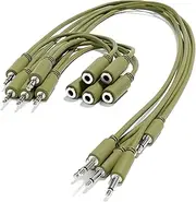 ExcelValley - 5-Pack - Hopscotch Mono Splitter Y Patch Cables TS 3.5mm 1/8" Eurorack Synth [Army Green | 30 cm - 11.81"]