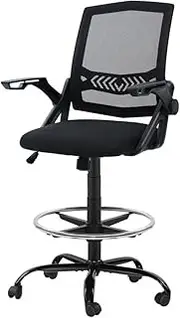 Artiss Ergonomic Office Chair Mesh Computer Desk Chairs Veer Drafting Stool with Height Adjustable Seat, High Back and 360°-Swivel Seating Black for Gaming Room Executive Home