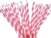 50 X Paper Drinking Straws Striped Party Drink Straw Parties Pink