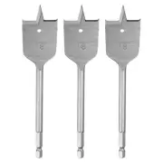 3Pcs Spade Drill Bit 1-3/8" Paddle Flat Bits Wood Hole Cutter Silver Tone