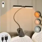 Black Rechargeable Dual-Head Clip-On Book Light - Touch Control Reading Lamp wit