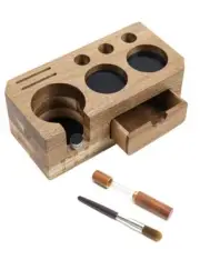 Acacia Wood Tamping Station with Drawer, Stirrer, Brush, Adjustable Screw, Si...