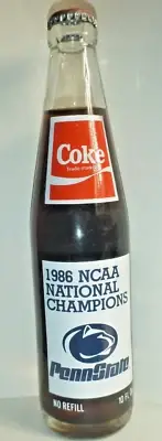 1986 Penn State NCAA National Champions Coca-Cola Coke Bottle - Unopened