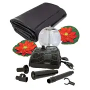 Koolatron 270-Gal Outdoors Pond Kit Solar Light, 200 Gph Pump, 2-Fountain Heads