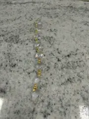 Chain of 8 Crystal , Octagon Beads Chandelier Prism part GOLD brass CLIPS(46c4