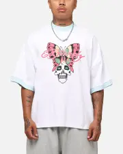 [ED HARDY] Ed Hardy Butterfly Ringer T-shirt White - Size L L White