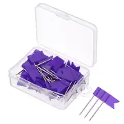 50Pcs Flag Map Push Pins, 1 Inch Travel Map Pins with Plastic Head, Purple