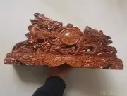 Chinese Peach Wood Sword Display Rack Dragon Knife Dagger Holder Stand Feng Shui