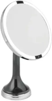 Motion Sensor LED Makeup Vanity Mirror, 8" Round, 3X gray/Chrome rechargeable