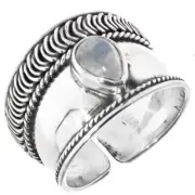 925 Sterling Silver Bali Handmade Teardrop Moonstone Sterling Toe Ring
