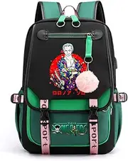[OmobY] Zoro Anime One-Piece Backpack Anime Daypack Oxford Green School Bag
