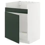 METOD base cab f HAVSEN single bowl sink, white/Havstorp deep green, 60x60x80 cm