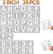 YEAJON 3 Inch Letter Stencils and Numbers, 36 Pcs Alphabet Art Craft Stencils, R
