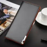 Mens Leather Wallet Long Purse Credit Card Holder Thin Billfold Money Clip Gifts
