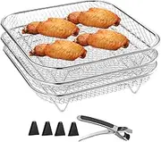 Air Fryer Wire Rack, 3X Stackable Stainless Steel Grill Mesh Basket, Kitchen Supplies, Air Fryer Accessories for Steaming Cooling Drying