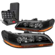 For 1998-2002 Honda Civic Pair Black/Amber Signal Headlight Head Lamp+Tool Box (for: Honda)