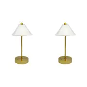 2PK Boyle Rechargeable LED Portable Table Lamp with Silk Cone Shade 16x16x30cm
