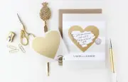 For my Bride Groom Father Mother Card Gold Heart Scratch off Wedding Day Card