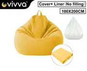 VIVVA 100x120cm Extra Large Bean Bag Chairs Sofa Cover Indoor Lazy Lounger For Adults Kids Yellow