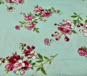 44" x 36" - 1 Yard Waverly Blue Floral Polka Dotted Cotton Sewing Fabric
