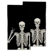 2 Pack Hand Bath Towel,Fingertip Towel Bathtub Rock and Roll Skeleton