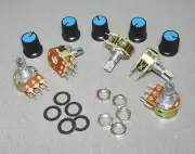 20K Dual Double Linear Potentiometer Pot 15mm Shaft + Knobs Pack of 5