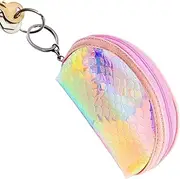 [Generic] Coin Pouch, Change Pouch Small Coin Purse for Women, Glitter Zipper Wallet with Keychain, Portable Storage Bag for Travel Outdoor