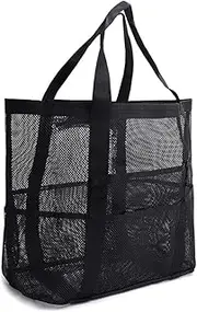 Tuxiaobu Mesh Beach Tote Bag, With Insulated Cooler Compartment And Adjustable Shoulder Strap, Extra Large Pool Picnic Cooler Bag With Zipper Closure, Top Beach Handbag For Unisex