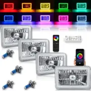 4X6" Bluetooth RF Color Change RGB SMD LED Halo Headlight Halogen Light Bulb Set (for: Volvo)