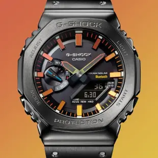 【CASIO 卡西歐】G-SHOCK 彩虹 絢麗色彩 八角金屬雙顯錶(GM-B2100BPC-1A)