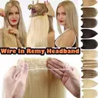 Hidden Thick 100% Real Human Hair Extensions Headband Wire One Piece Weft Secret