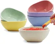 6 Colors Soy Sauce Dish, 5 OZ Small Dessert Snack Bowls, Pastel Mini Prep Bowls, Reusable Plastic Dipping Bowls Set for Side Dish Ketchup Spice Appetizer (6 Pcs)