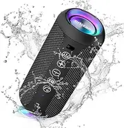 [Ortizan] Portable Bluetooth Speaker, Wireless, IPX7 Waterproof & Dustproof, 30H Playtime, 24W Hi-Fi Stereo, Quick Charge, RGB Lights & Dual Pairing for Shower, Outdoor, Sport, Party, Home (Black)