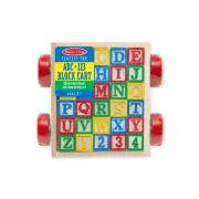Melissa and Doug Classic ABC Block Cart 30 Colorful Wooden Blocks for Kids